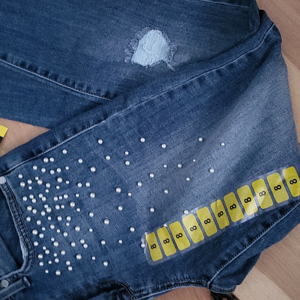 Seven7 Women's Skinny Jeans - Blue with White Accents - Picture 5 of 6
